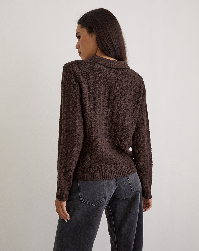 Image of Dalina Strickpullover in Karo Braun