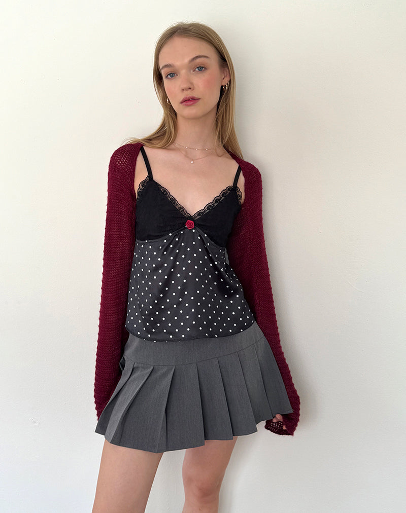 Dalinda Cami Top aus schwarzem gepunktetem Satin