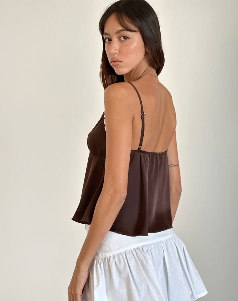 Bild von Dalinda Cami Top in Braun mit rosa Rosette