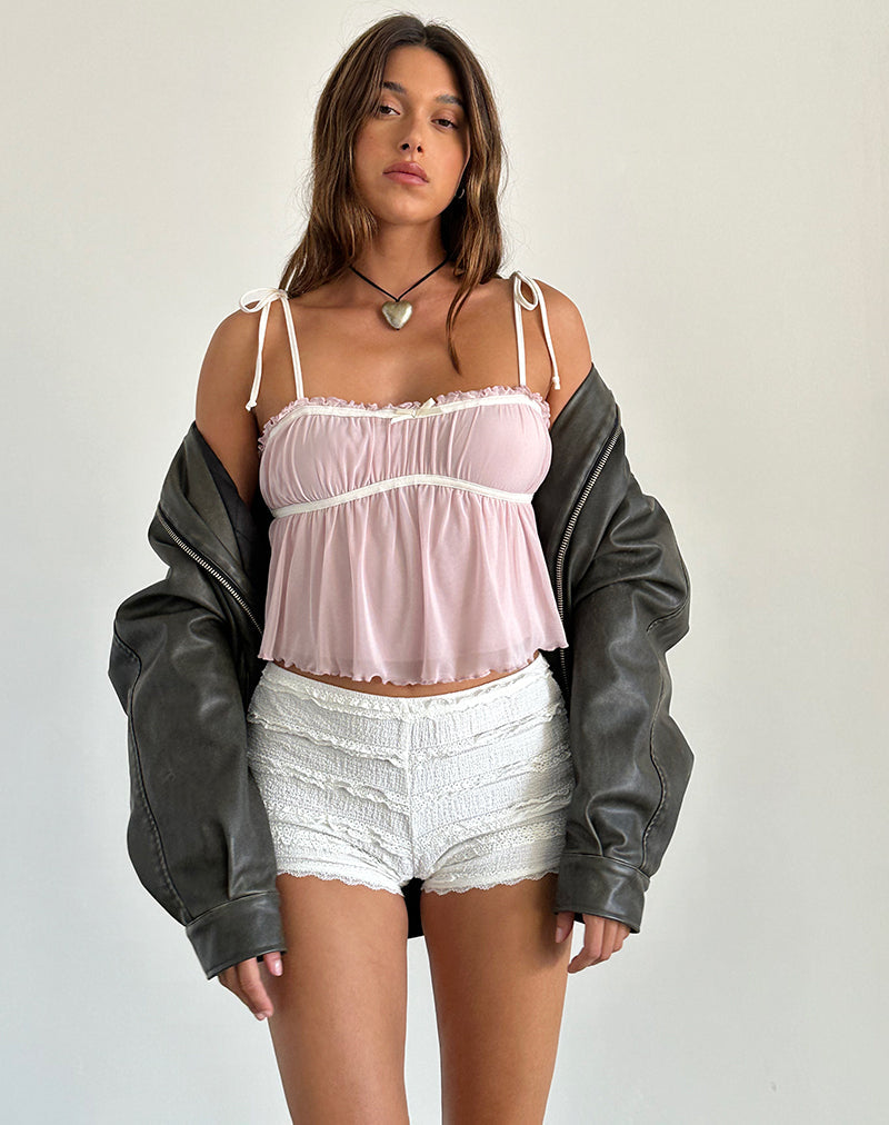 Damaris Cami Top in Rosa mit elfenbeinfarbener Bindung