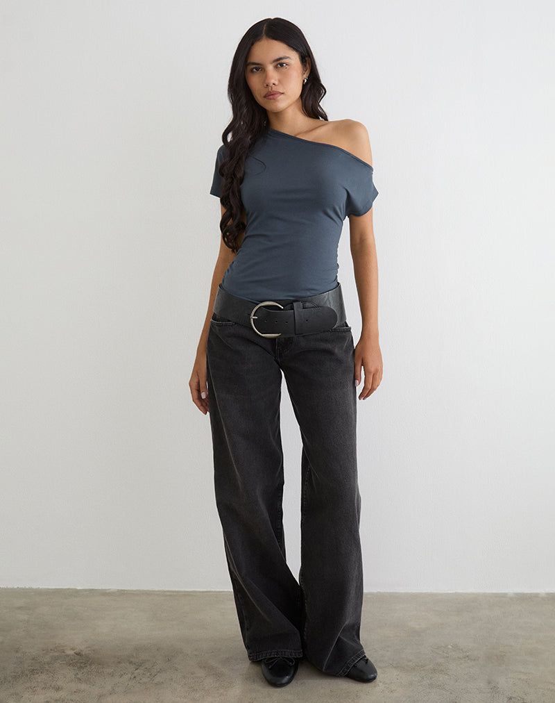 Bild von Danama One Shoulder Top in Jersey Ocean Storm