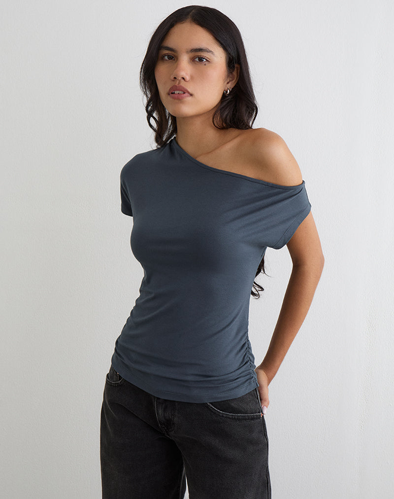 Bild von Danama One Shoulder Top in Jersey Ocean Storm