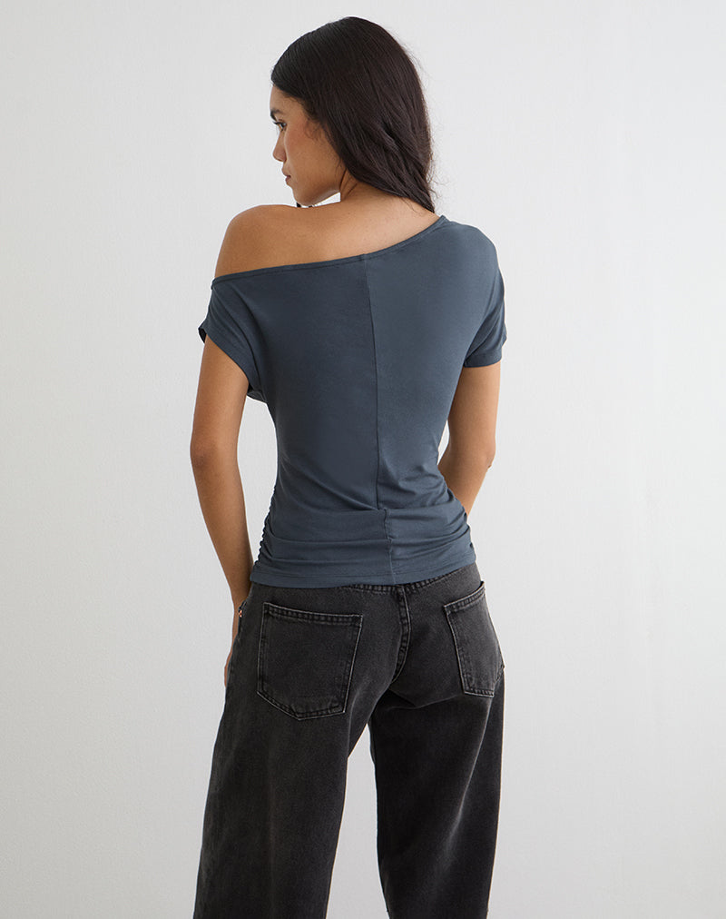 Bild von Danama One Shoulder Top in Jersey Ocean Storm