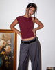 Bild von Dannas Twist Shoulder Top in Burgundy