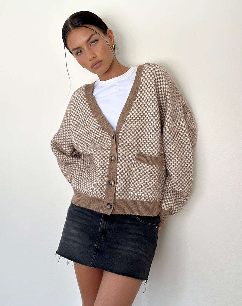Image of Danov Strickjacke aus braunem Gingham