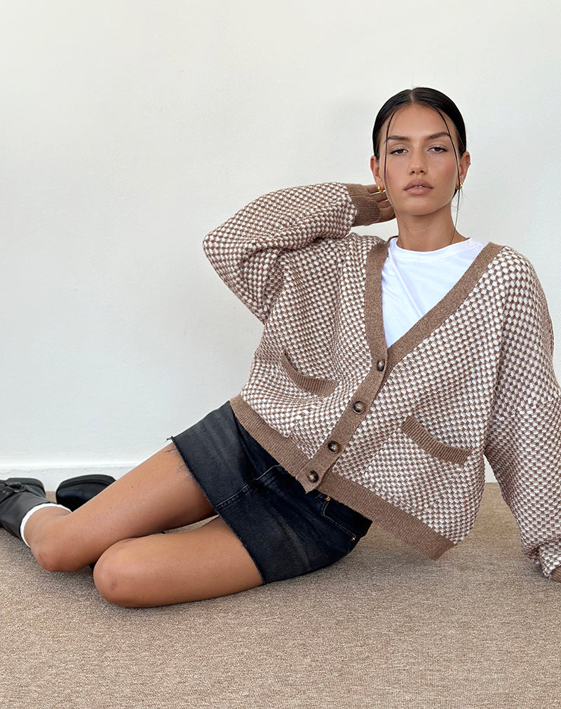 Danov Strickjacke aus braunem Gingham