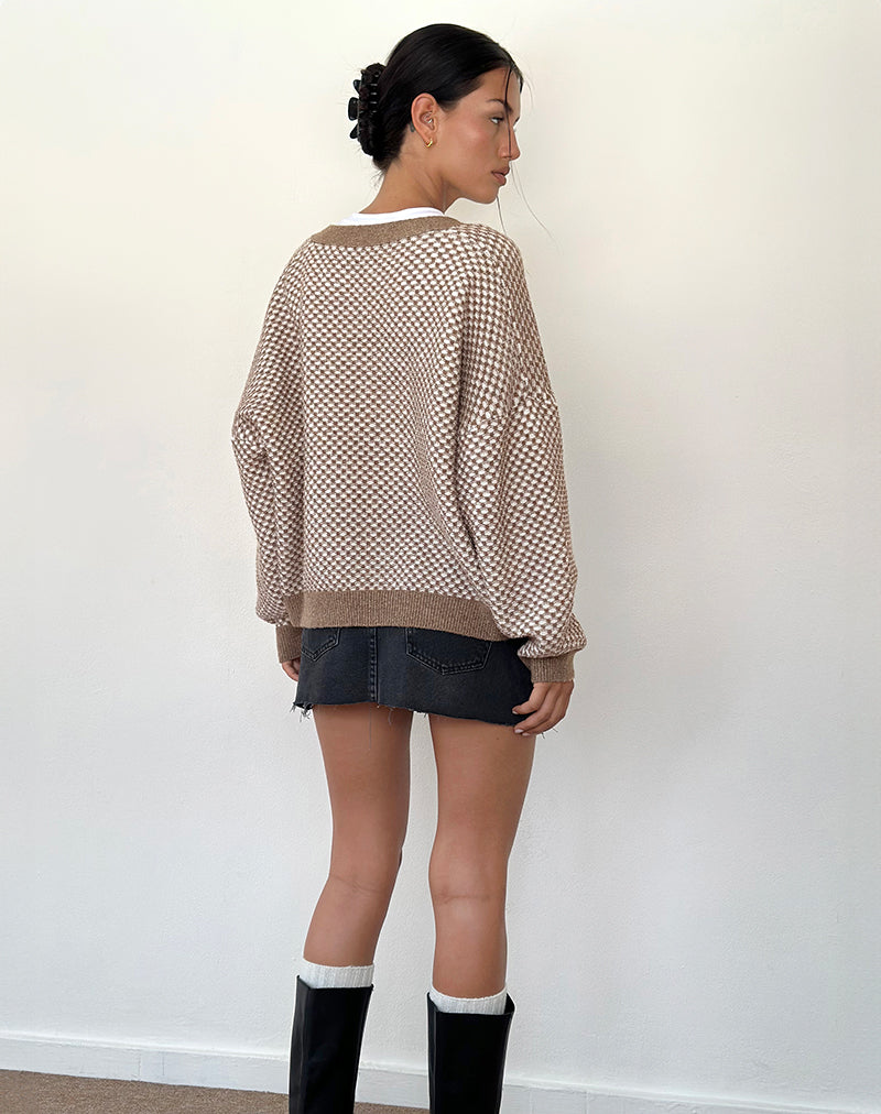 Image of Danov Strickjacke aus braunem Gingham