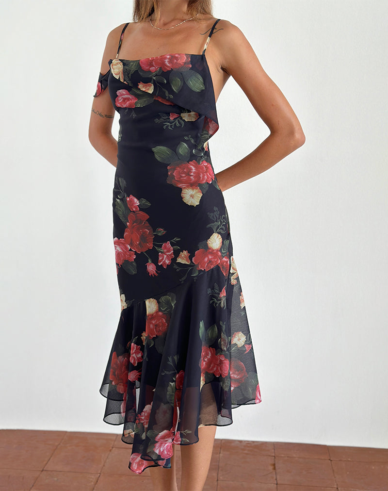 Image of Dansta Midikleid in Renaissance Rose Schwarz