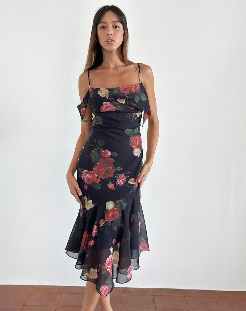 Dansya Midikleid aus Renaissance Rose Schwarz