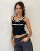 Image of Darcie Pointelle Top in Schwarz mit weißer Spitze