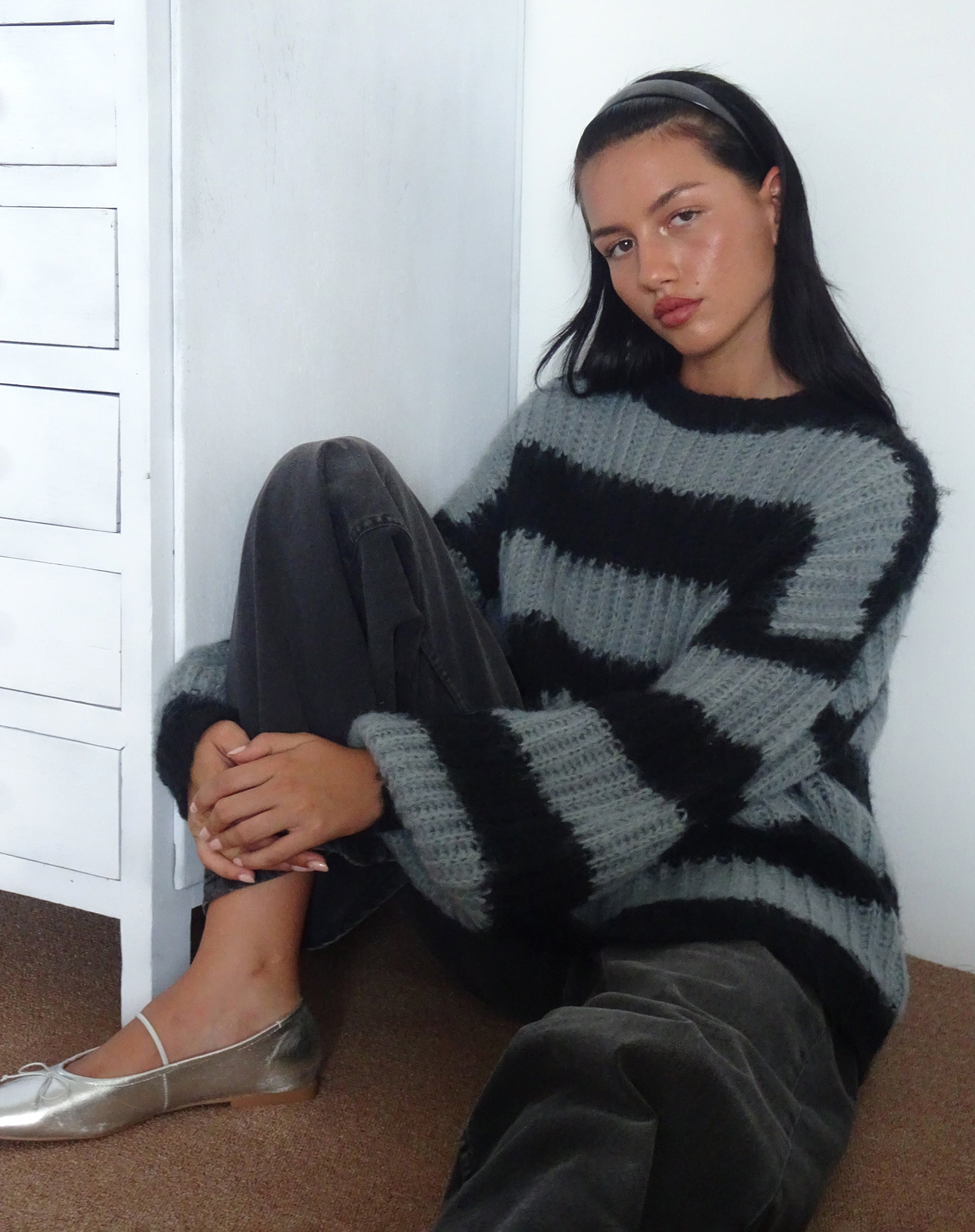 Image of Daren Pullover in Grau und Anthrazit gestreift