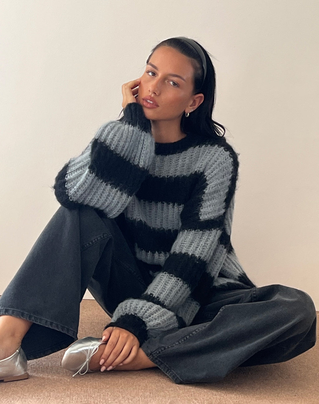 Daren Pullover in Grau und Anthrazit gestreift