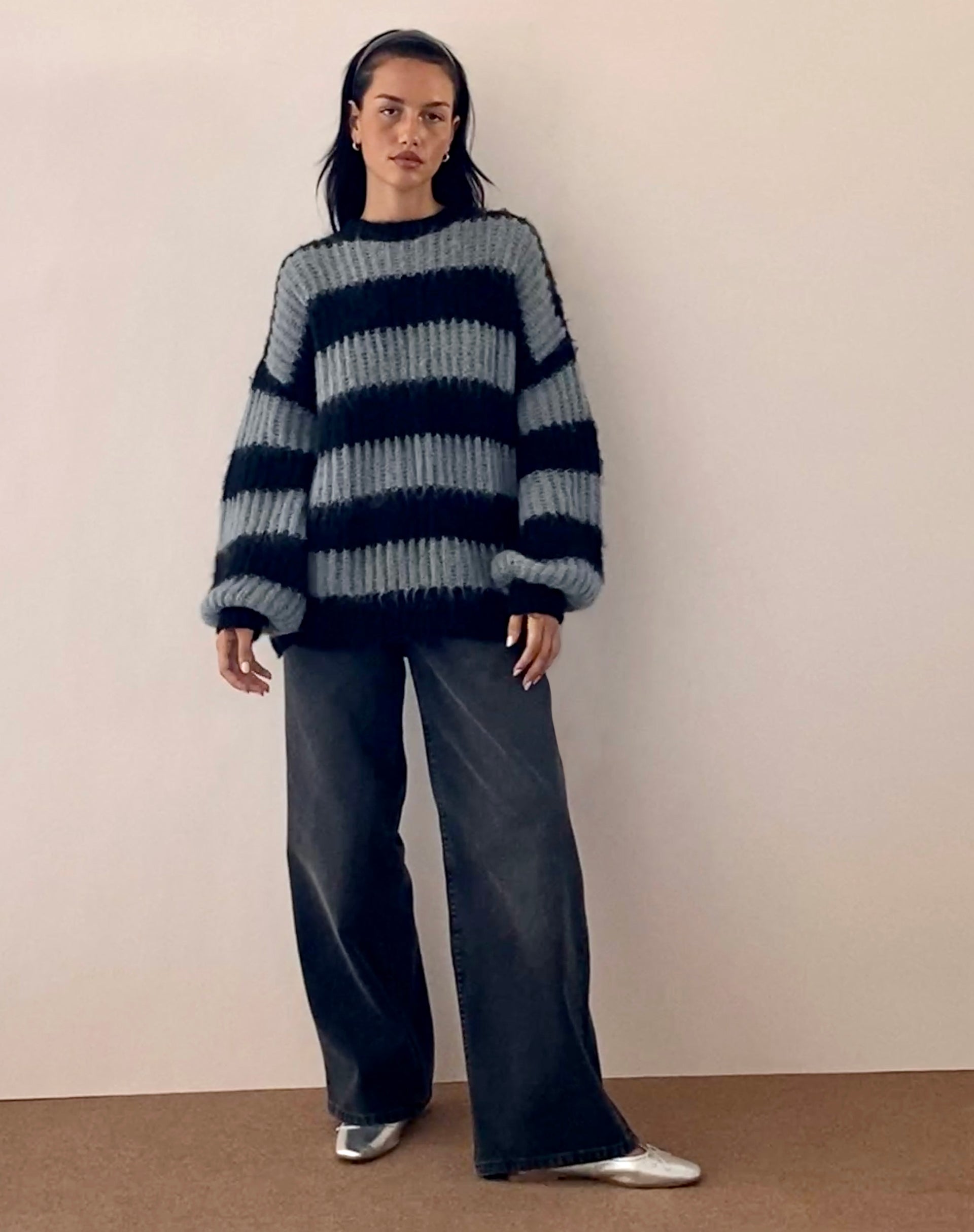 Image of Daren Pullover in Grau und Anthrazit gestreift