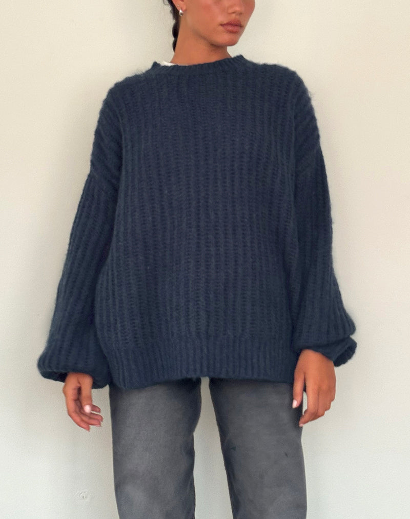 Daren Übergroßer Strickpullover in Navy