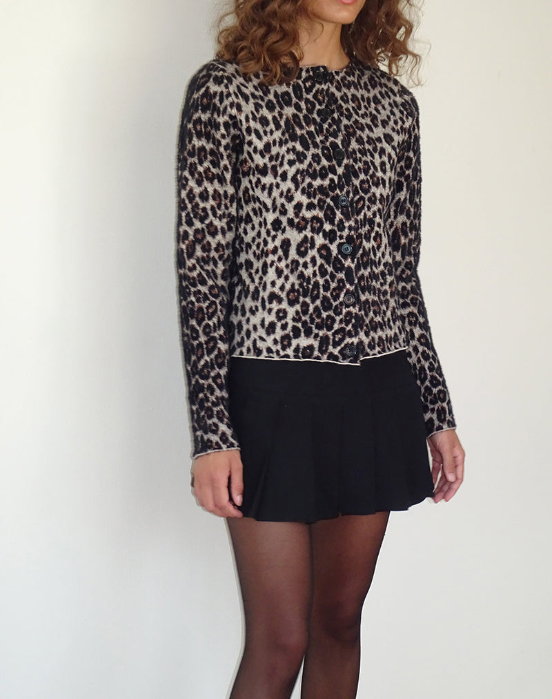 Darlene Strickjacke aus weichem Strick in Leopard Brown