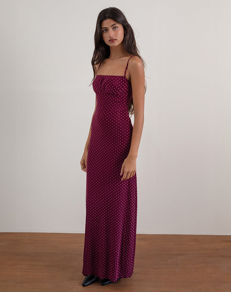 Image of Darsih Maxikleid in Basic Polka Flock Berry