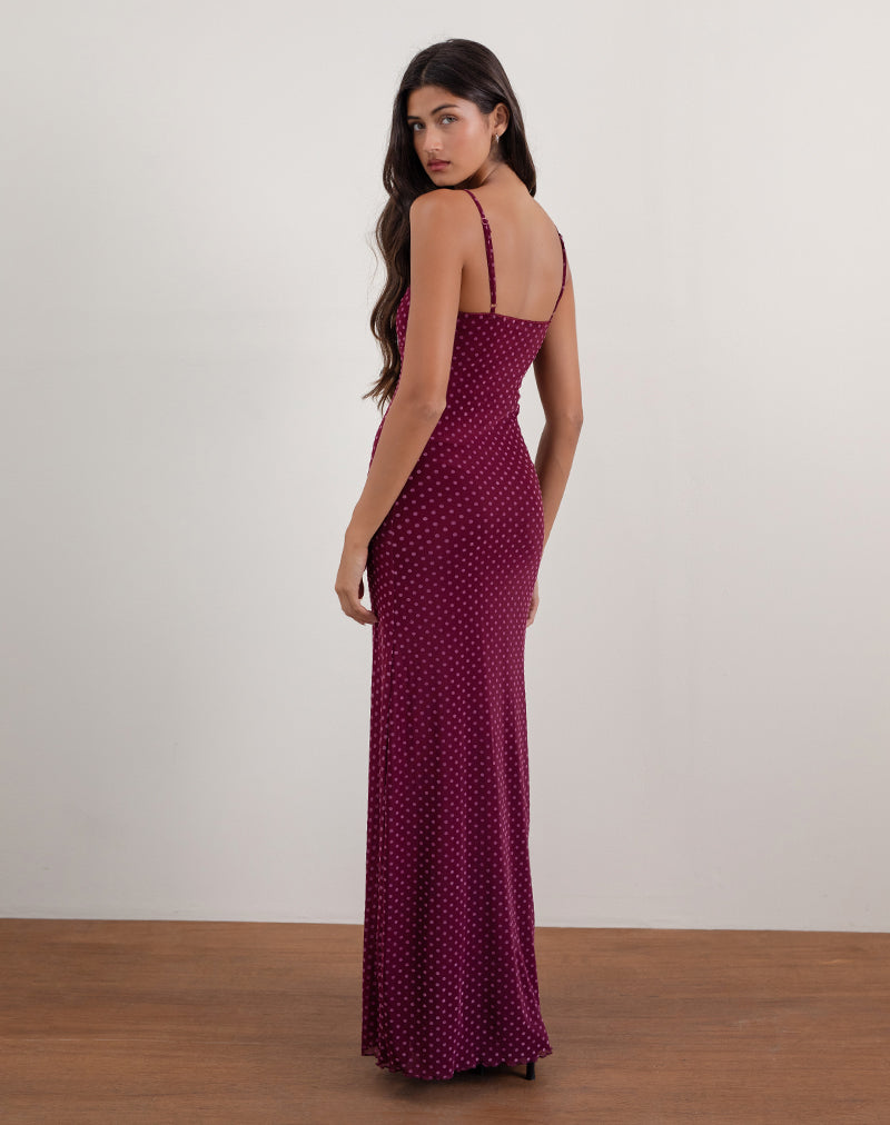 Image of Darsih Maxikleid in Basic Polka Flock Berry