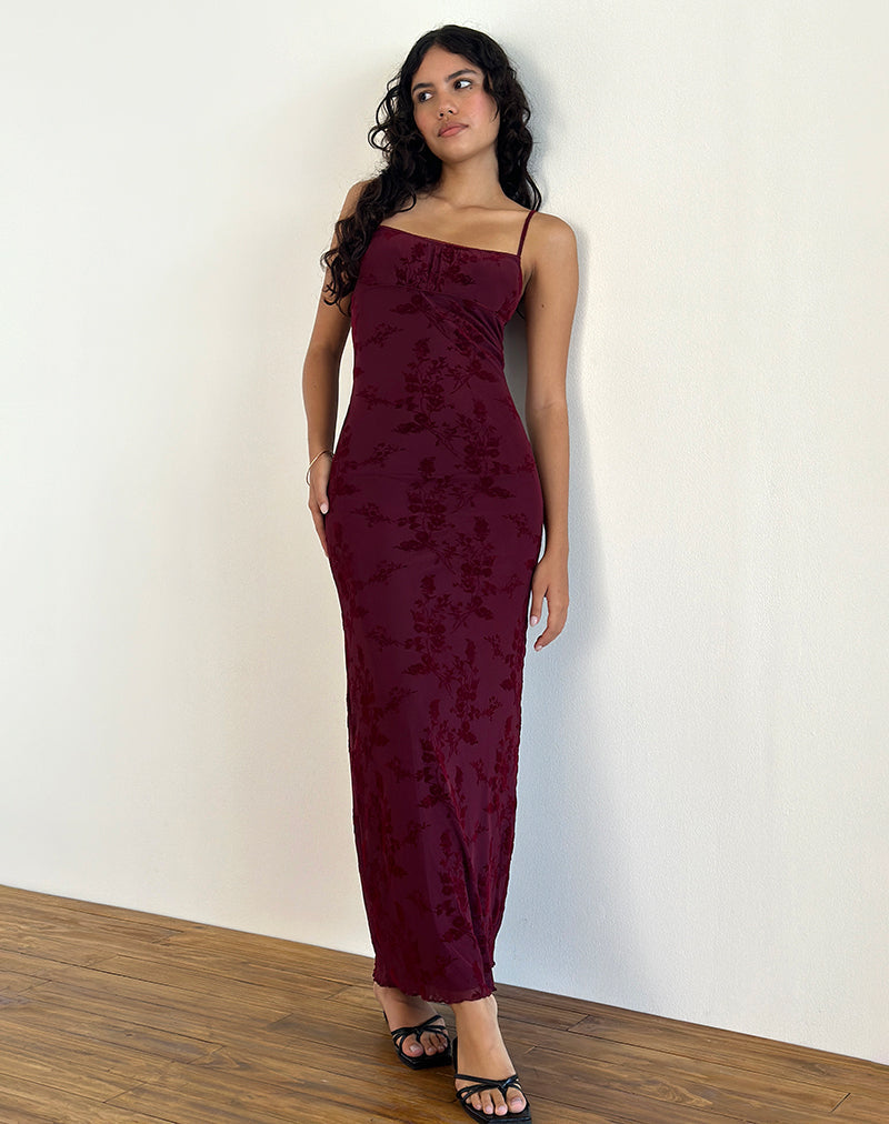 Image of Darsih Maxikleid in Botanical Flower Maroon