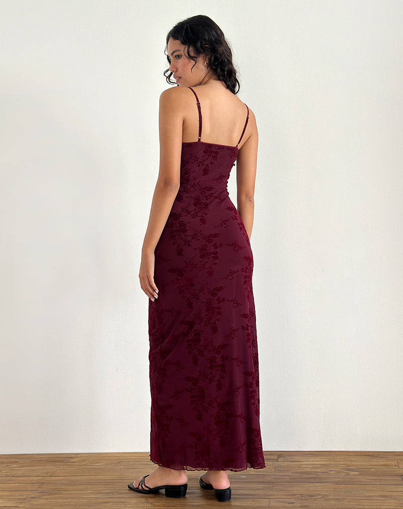 Image of Darsih Maxikleid in Botanical Flower Maroon