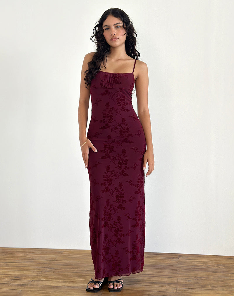 Darsih Maxikleid in Botanical Flower Maroon