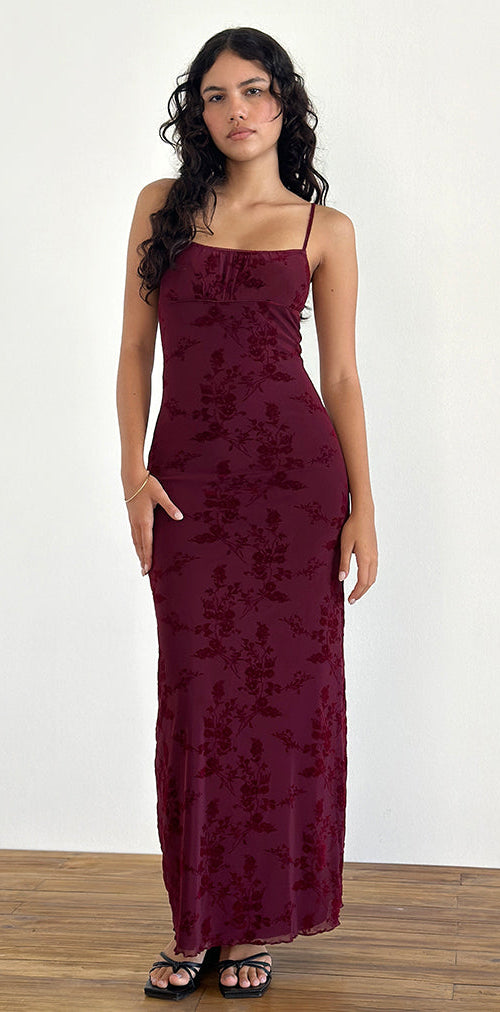 Image of Darsih Maxikleid in Botanical Flower Maroon