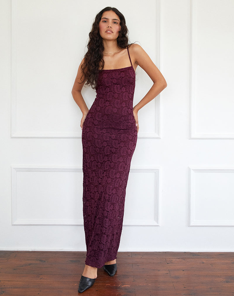 Image of Darsih Cami Maxikleid aus Paisley-Spitze Burgund