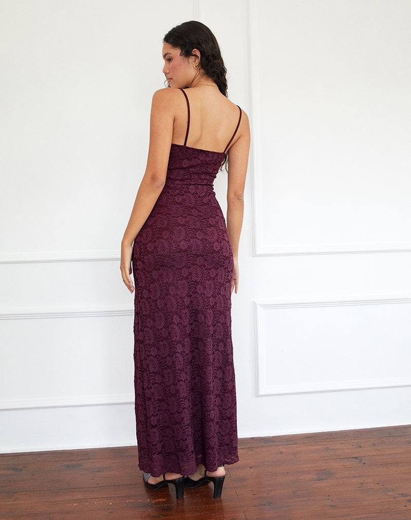 Image of Darsih Cami Maxikleid aus Paisley-Spitze Burgund
