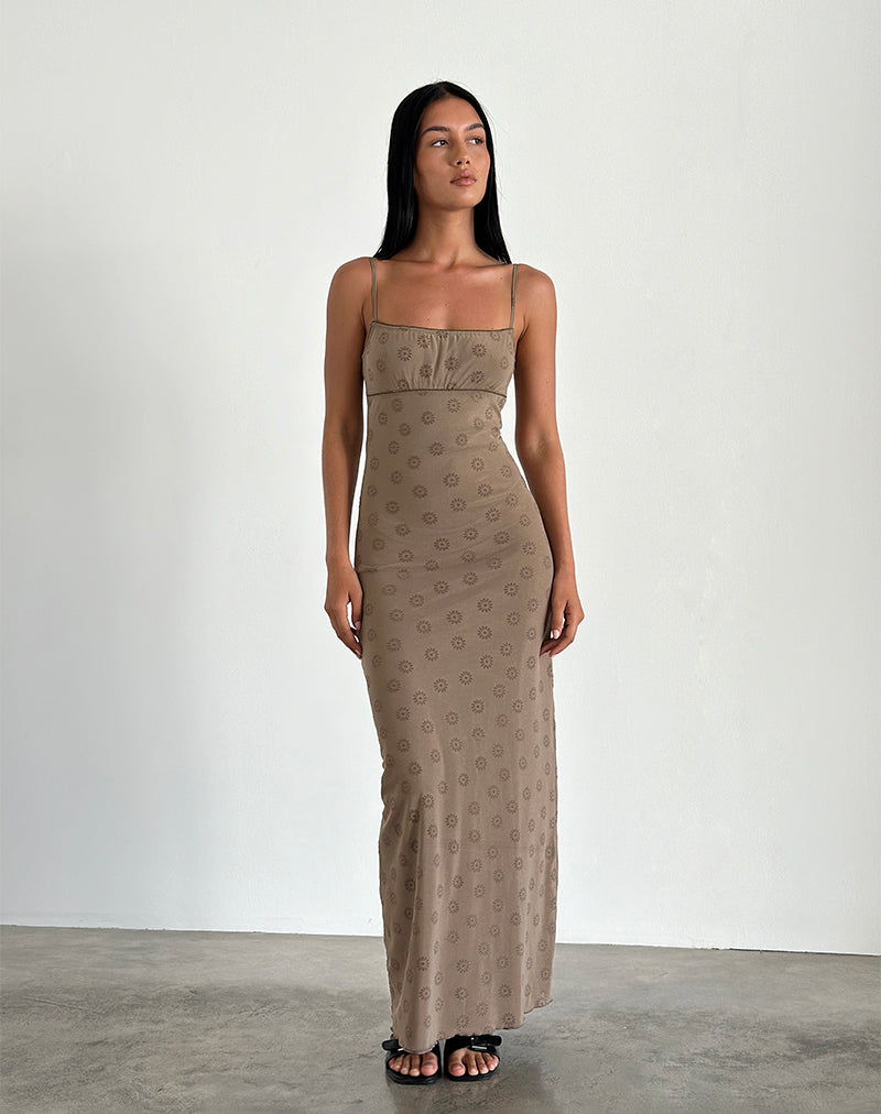 Darsih Maxikleid in Daisy Flock Hellbraun