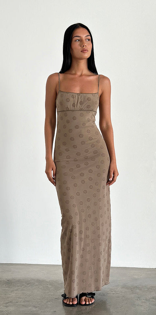 Image of Darsih Maxikleid in Daisy Flock Hellbraun