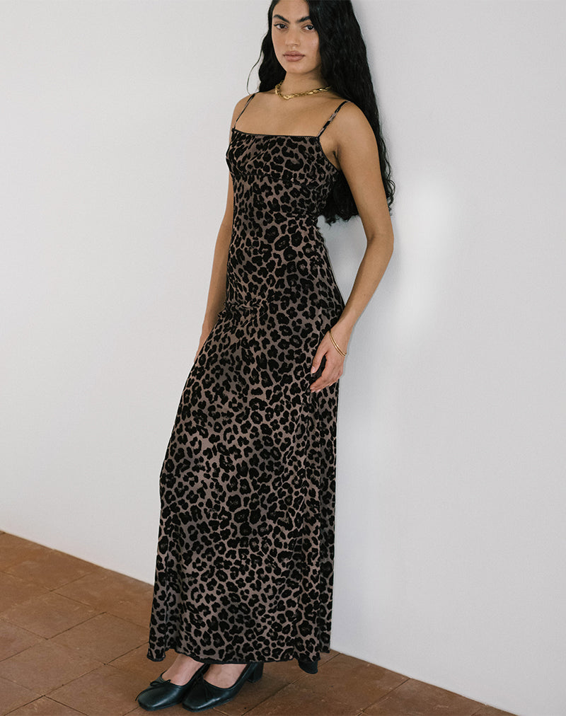 Bild von Darsih Maxikleid in beflocktem Rar Leopard