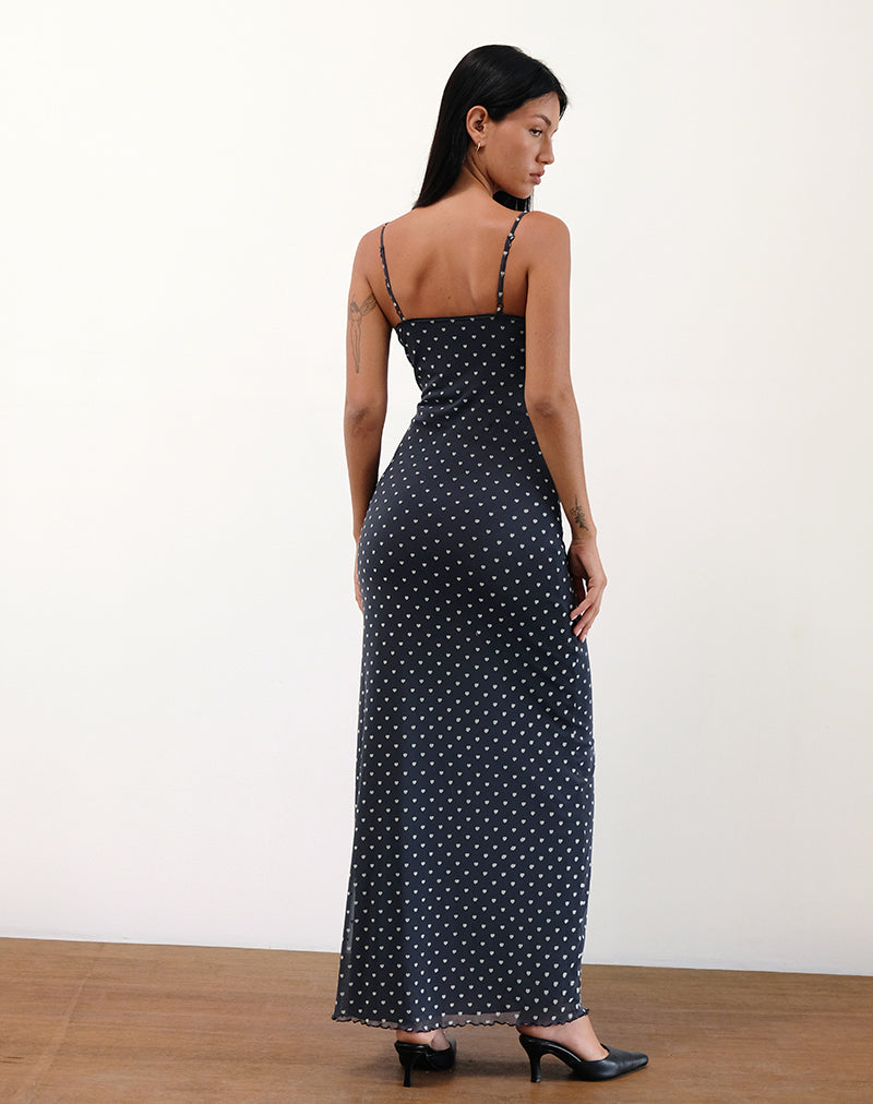 Image of Darsih Maxikleid in Herzflock Navy und Gelb