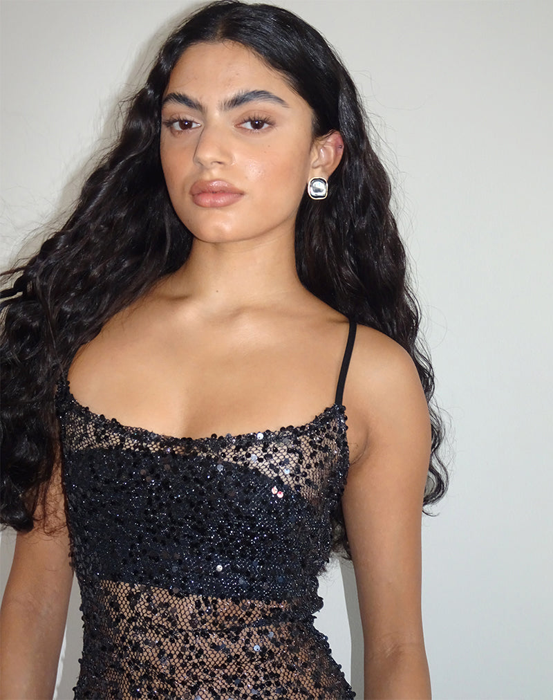 Image of Darish Maxikleid aus Pailletten-Netz Schwarz