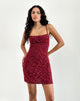 Image of Darsya Minikleid in Grunge Floral Flock Rot