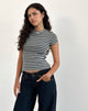 Image of Dartis Top in Marineblau und grauem Jersey-Streifen