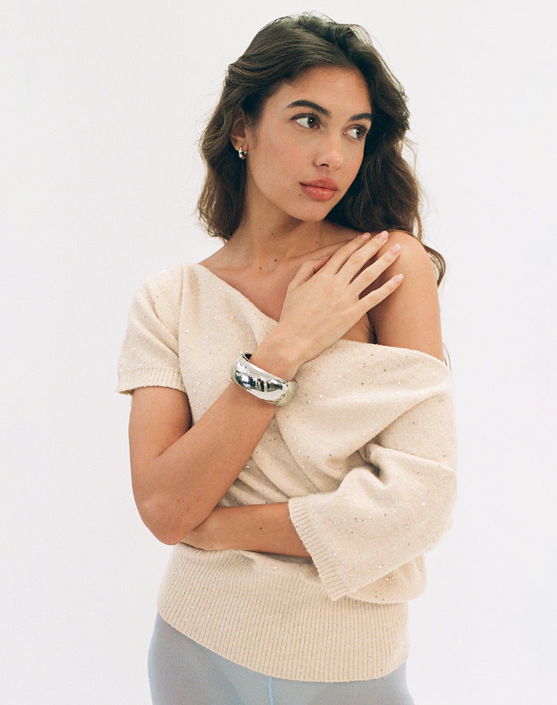 Darusa Top in Gold mit verstreuten Pailletten