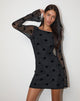Image of Dasa Langärmeliges Minikleid in Big Polka Flock Schwarz