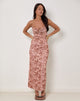 Image of Dasita Maxikleid mit Rundhalsausschnitt und neutralem Blumenmuster