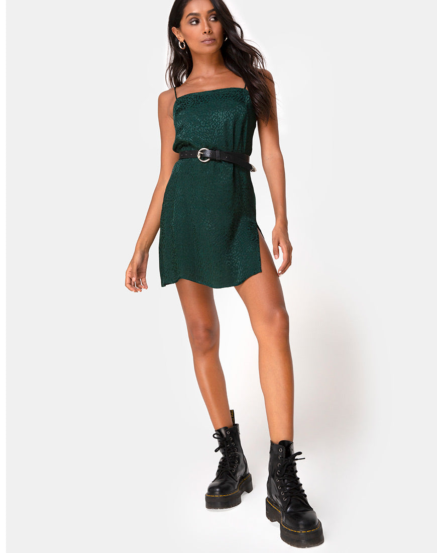 Image of Datista Kleid aus Satin Gepard Waldgrün