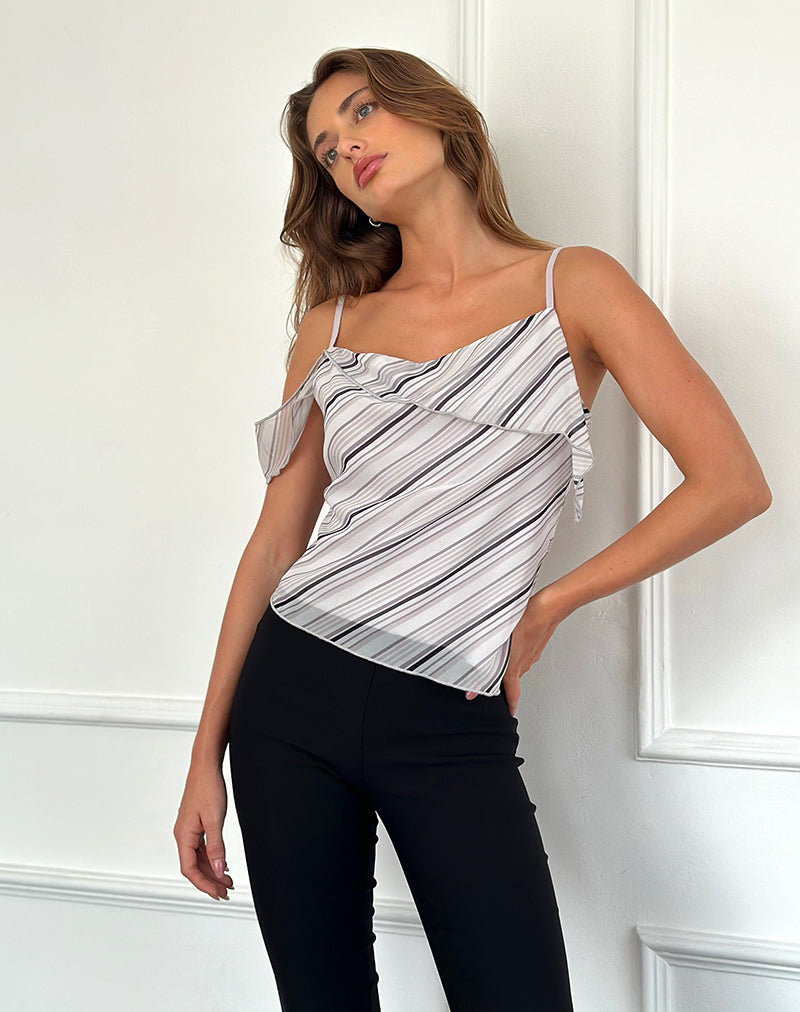 Image of Davila Cami Top mit diagonalen Streifen Tonal Grau