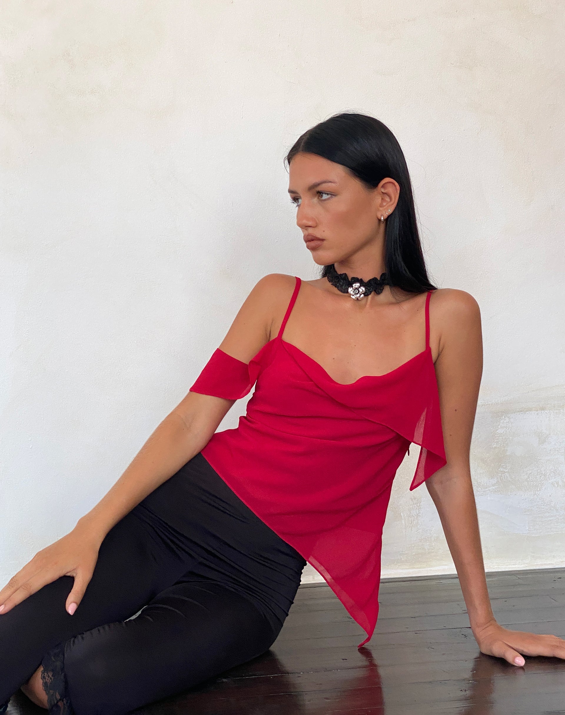 Bild von Davila Top aus Chiffon Deep Red