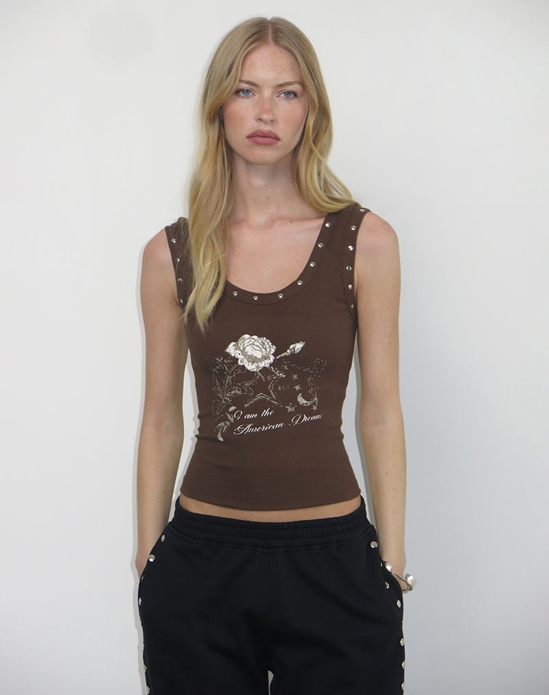 Daxio Vest Top in Kakao American Dream mit Nieten