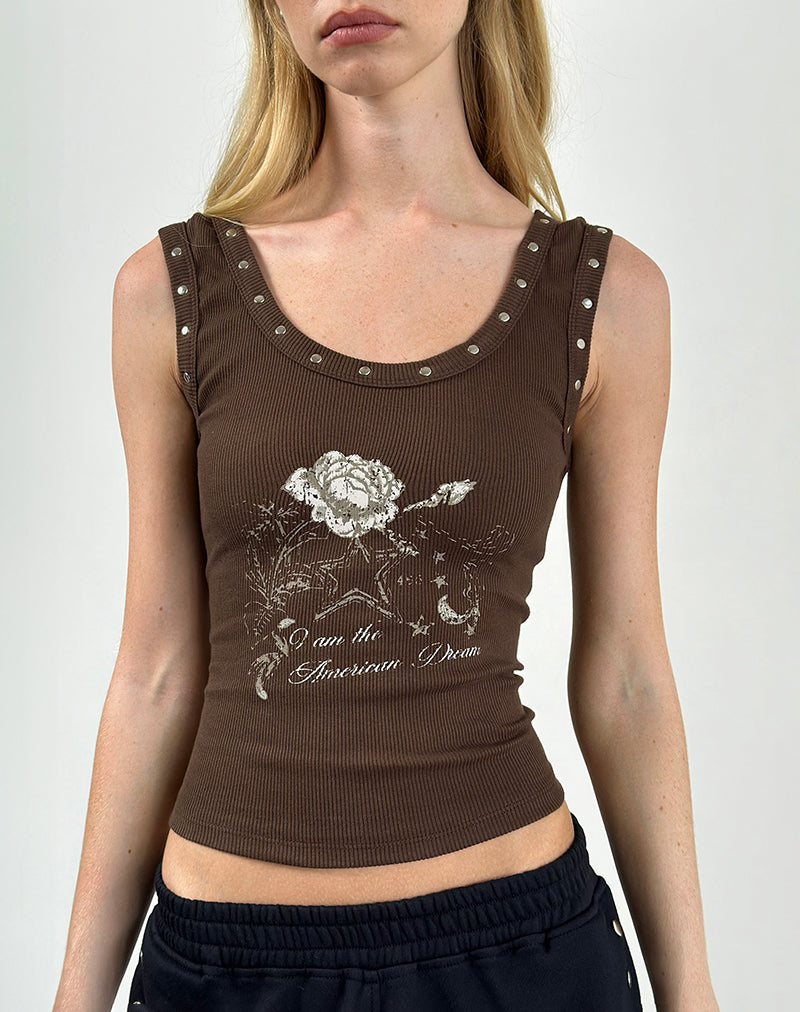 Bild von Daxio Vest Top in Kakao American Dream mit Nieten