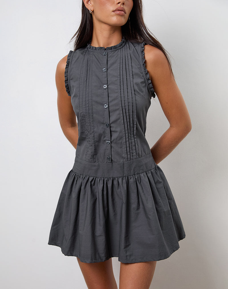 Dayara Minikleid aus Popeline in Anthrazit