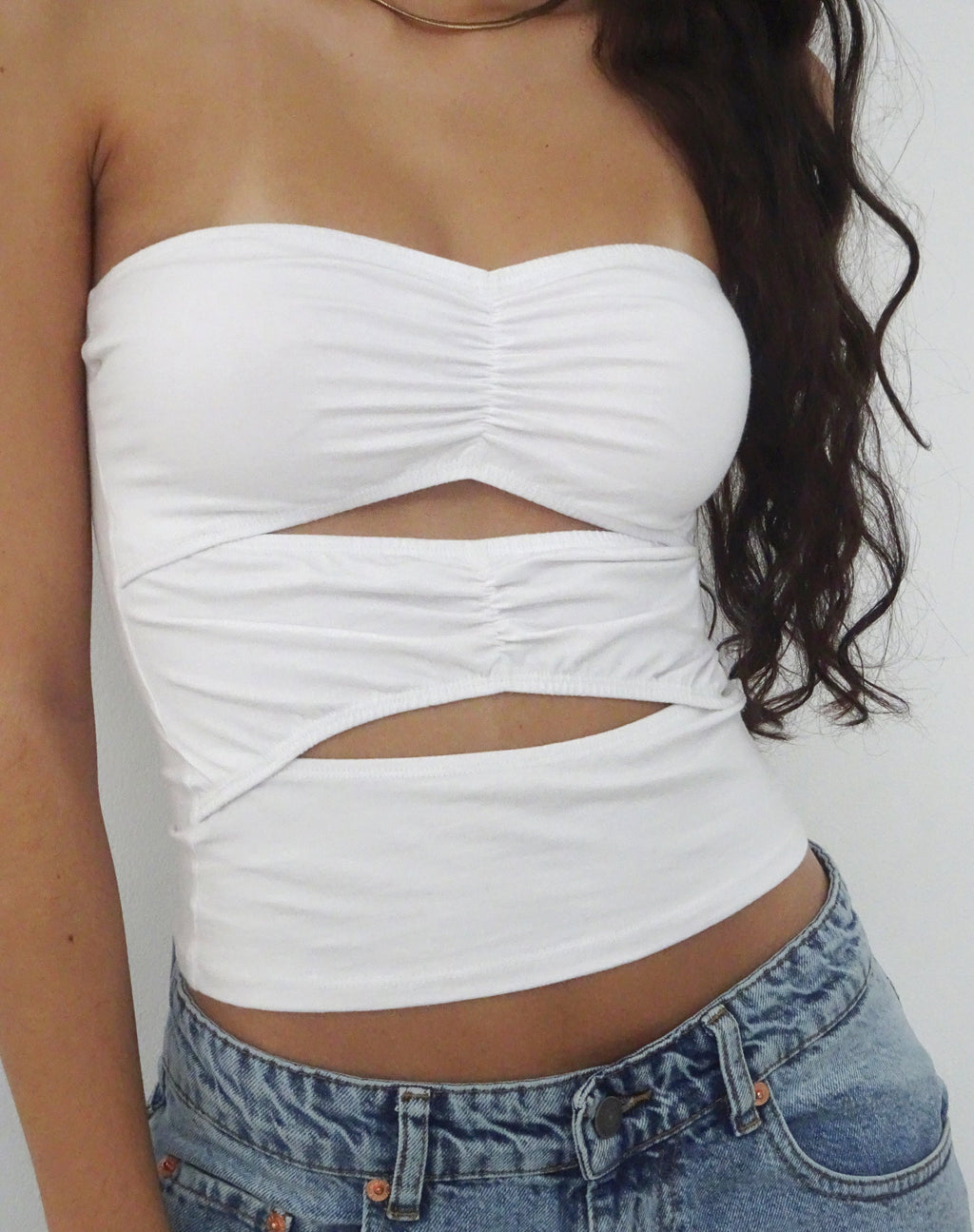 Dayu Bandeau-Crop-Top in Weiß