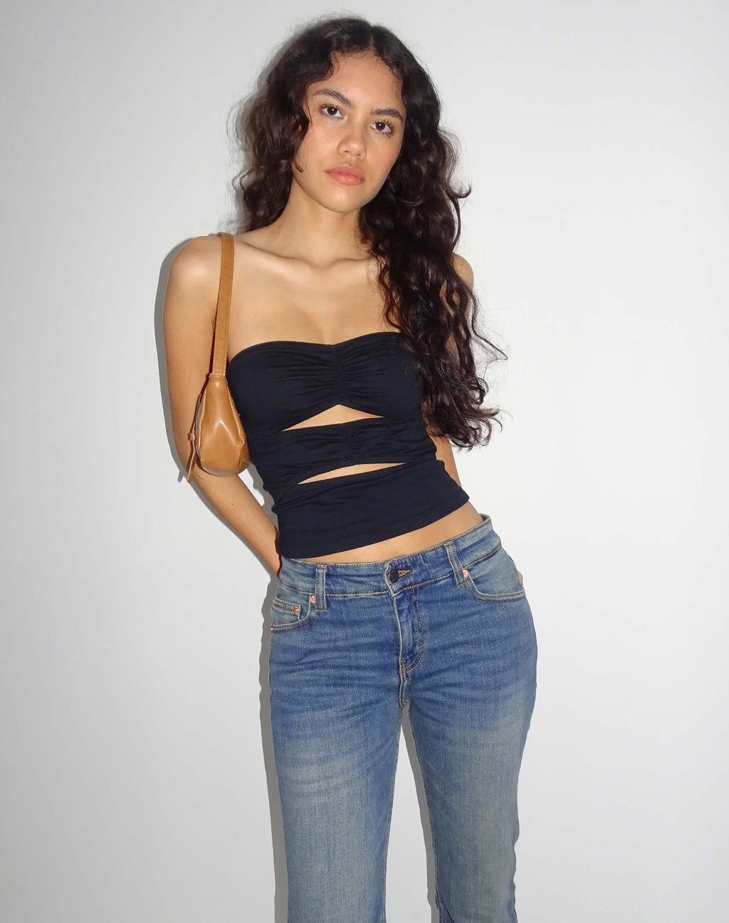 Dayu Bandeau-Crop-Top in Schwarz