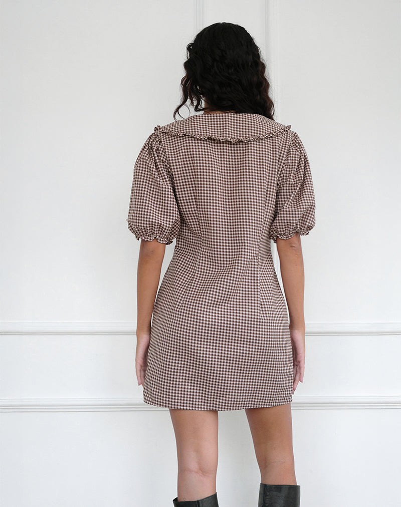 Image of Deja Kleid in Mini Gingham Braun