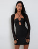 Image of Deluna Langärmeliges Minikleid aus schwarzem Lycra