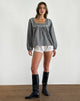 Image of Demona Top in Tonal Gingham Schwarz und Grau