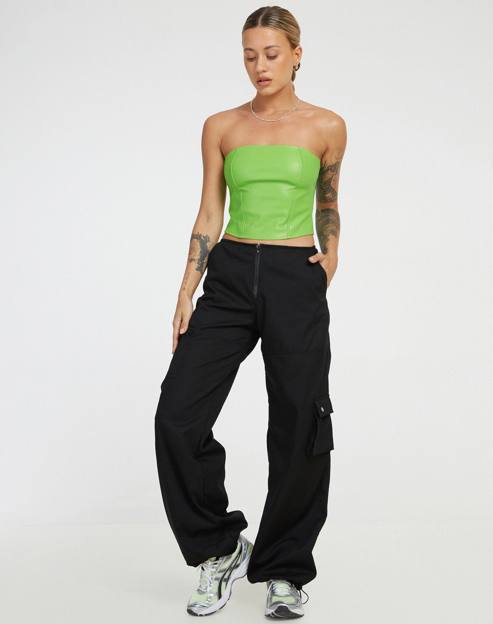Dena Korsett Top in PU Neon Grün
