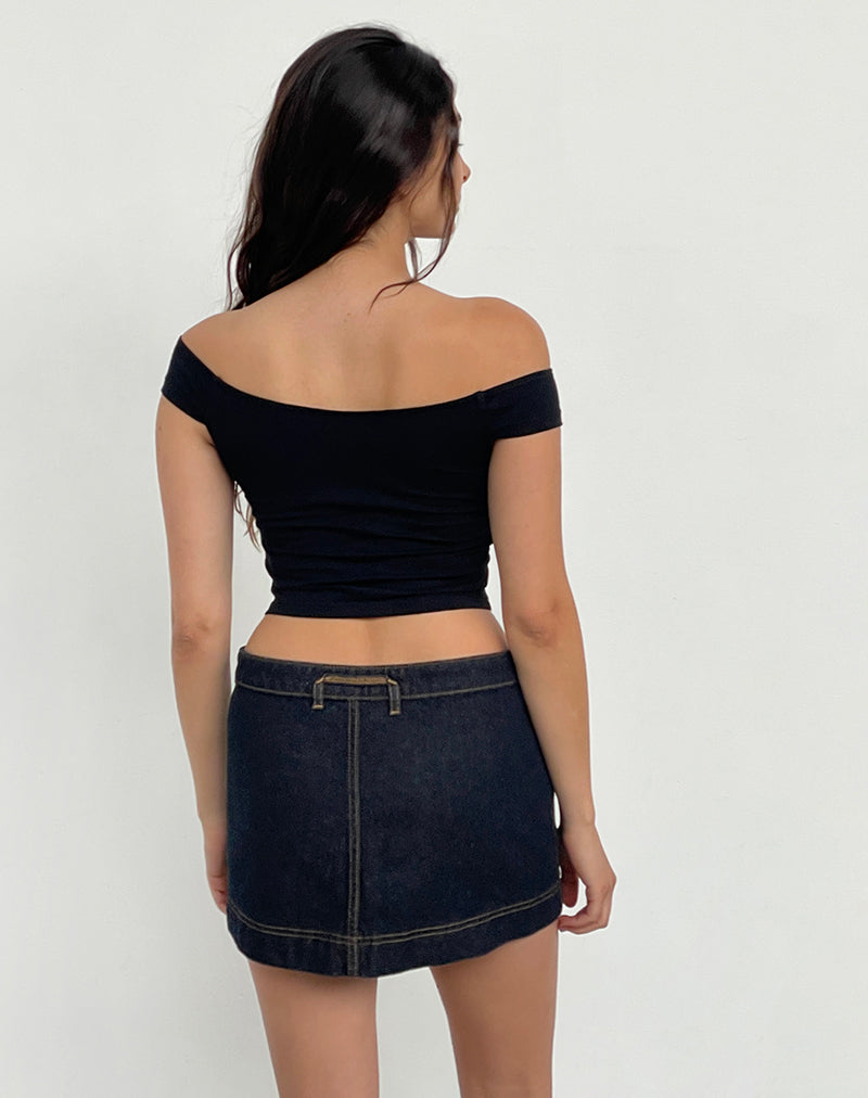 Bild von Denim Mini Wickelrock in Indigo